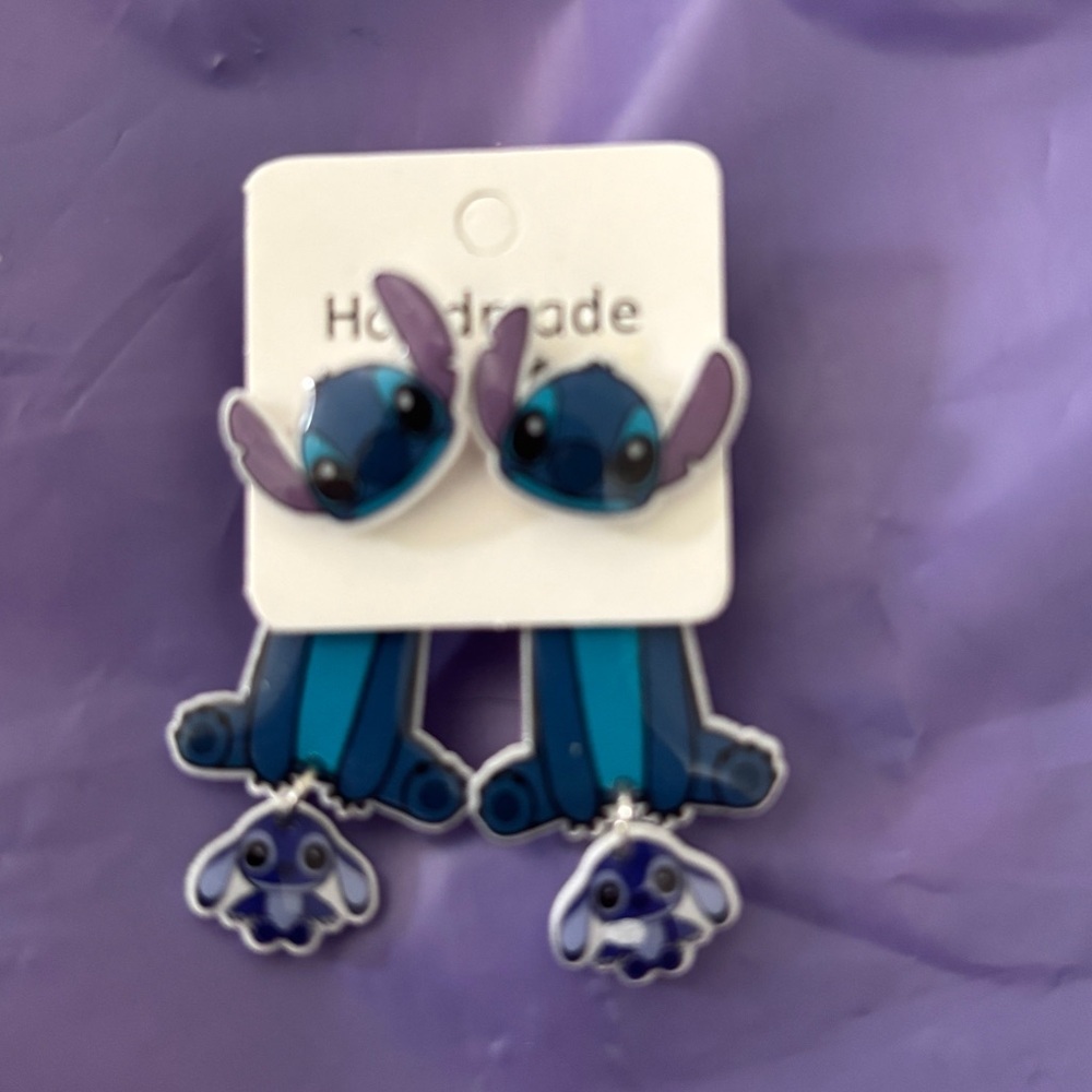 Disney Stitch Blue Handmade Acrylic Dangle Earrings Cute Kawaii